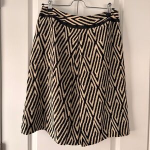 Ann Taylor Black and Cream Silk A-Line Skirt